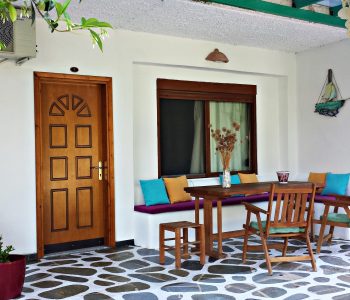 Patio in front of the garden